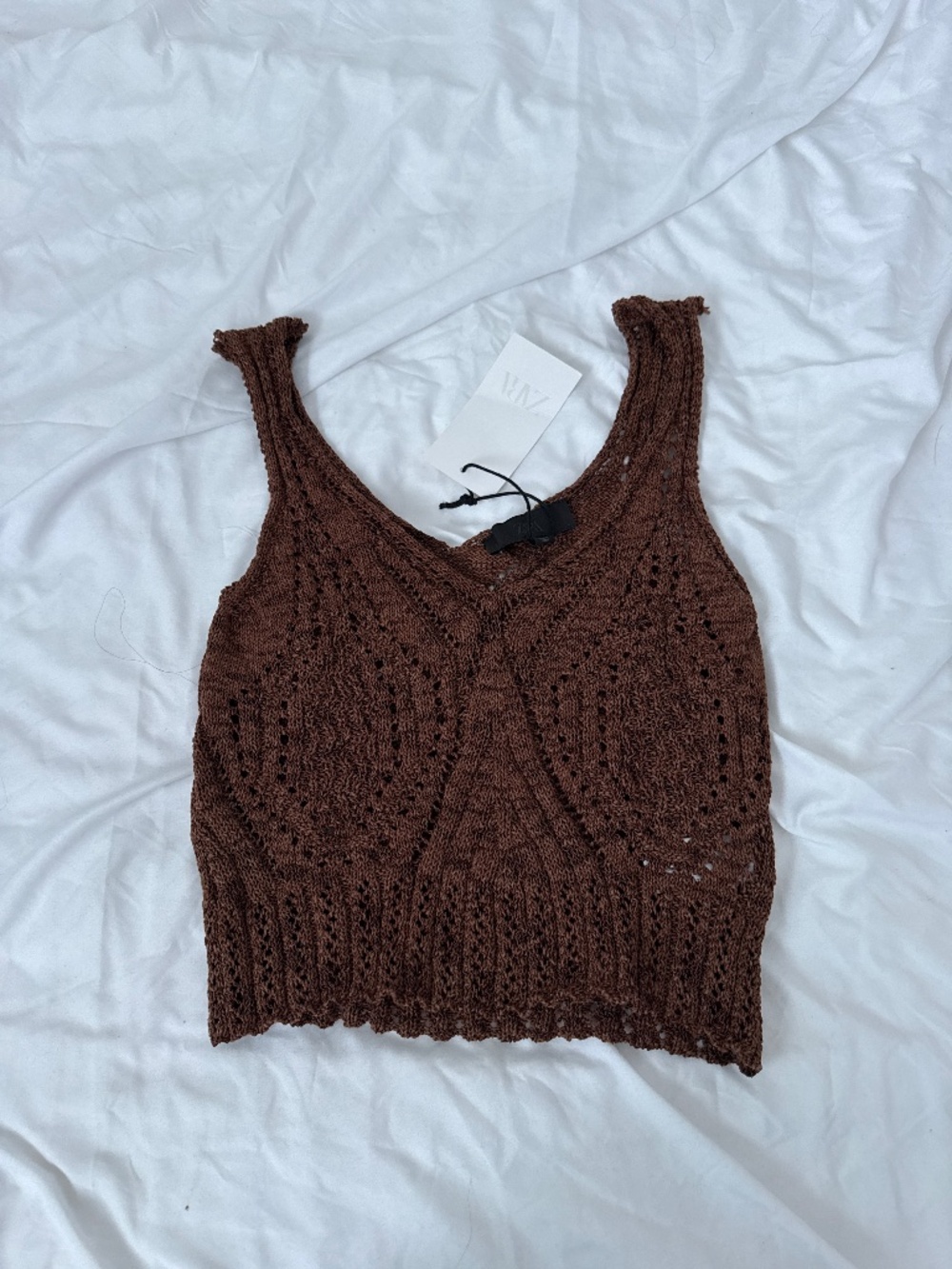 zara brown knit tank   size small   details: -NWT -stretchy  -crop fit